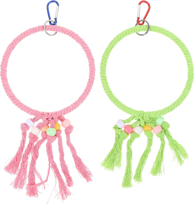 Mipcase 2Pcs Conures Perches Stand Pendant Finch Lovebirds Conure Lorikeet Swing Ladder Standing Bird Parakeet Cockatoo Biting Greys Canary Budgie Perch Rope Ring Cotton Chewing Animals & Pet Supplies > Pet Supplies > Bird Supplies Mipcase Assorted Color 30X16X1cm 