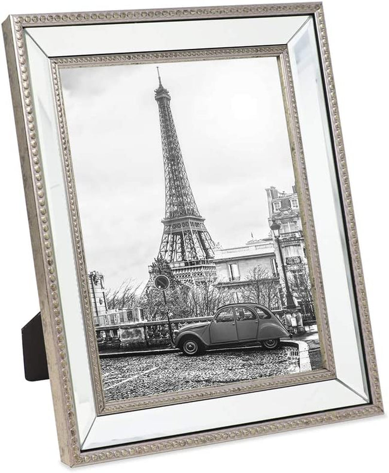 Isaac Jacobs 11X14 (8X10 Mat) Champagne Mirror Bead Picture Frame - Classic Mirrored Frame with Dotted Border Made for Wall Display, Photo Gallery and Wall Art (11X14 (8X10 Mat), Champagne) Home & Garden > Decor > Picture Frames Isaac Jacobs International Champagne 8x10 