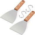 Metal Spatula Set of 2, Hasteel 9.8 X 3.6In Stainless Steel Slant-Edge Turner Flipper Scraper, Flat Top Griddle Teppanyaki Hibachi Tools for Barbecue Camping Cooking, Plastic Handle & Easy to Clean Home & Garden > Kitchen & Dining > Kitchen Tools & Utensils HaSteeL Wooden Handle  