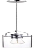 Globe Electric 64023 1-Light Pendant, Polished Chrome Finish, Clear Glass Shade with Frosted Glass Insert, E26 Base Socket, Pendant Light Fixture, Adjustable Height, Light Fixture Ceiling Hanging