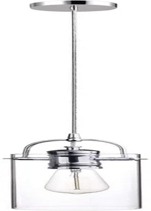 Globe Electric 64023 1-Light Pendant, Polished Chrome Finish, Clear Glass Shade with Frosted Glass Insert, E26 Base Socket, Pendant Light Fixture, Adjustable Height, Light Fixture Ceiling Hanging Home & Garden > Lighting > Lighting Fixtures Globe Electric James Without Bulb 