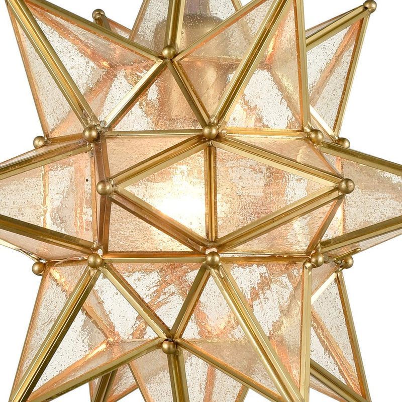 AXILAND Seeded Glass Moravian Star Light Brass Pendant Lighting 13 Inches Home & Garden > Lighting > Lighting Fixtures AXILAND   