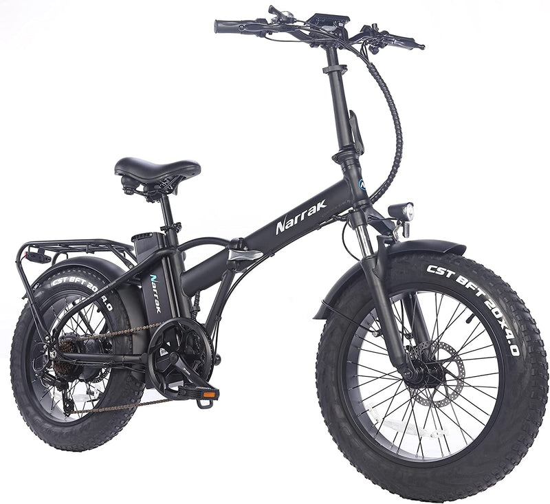 Narrak 48V 500W 13 Ah 20" X4.0 Folding Fat Tire Step Over/Step-Thru Electric Bicycle Mountain Removable Battery E-Bike Foldable Snow Electric Bike Sporting Goods > Outdoor Recreation > Cycling > Bicycles LET’S GO E-BIKE INC Step-Over Black  