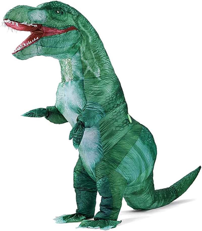 Mxosum Inflatable T-Rex Costume for Adult Blow up Dinosaur Costume Funny Dino Halloween Costume Party Cosplay Costume  LOMON CARTOON Green  