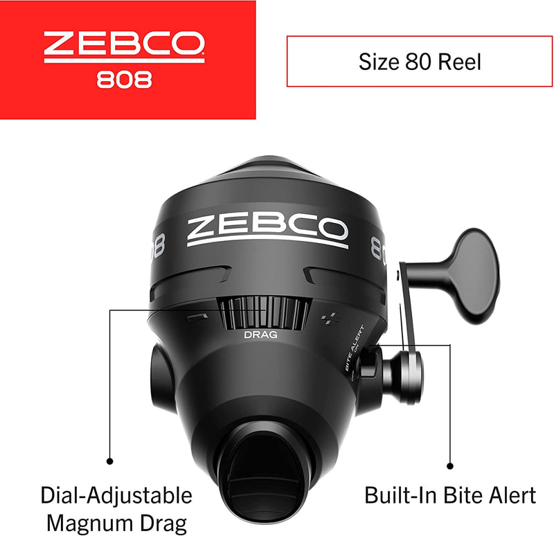 Zebco 808 Spincast Fishing Reel, Powerful All-Metal Gears, Quickset Anti-Reverse and Bite Alert, Pre-Spooled with 20-Pound Zebco Fishing Line, Black Sporting Goods > Outdoor Recreation > Fishing > Fishing Reels Zebco   
