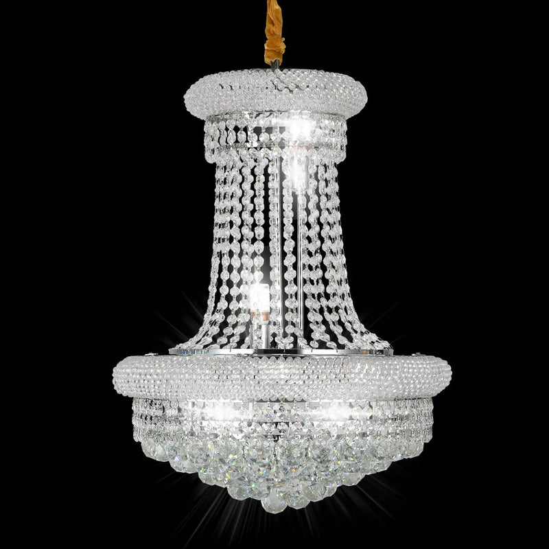 Uboxin Silver Crystal Chandelier, 24 Inch Empire Style K9 Crystal Chandeliers Lighting, Crystal Ceiling Pendant Light Fixture for Dining Room Bedroom Foyer Living Room(24In-15 Lights, Silver) Home & Garden > Lighting > Lighting Fixtures > Chandeliers Uboxin Silver 20in-10 Lights 