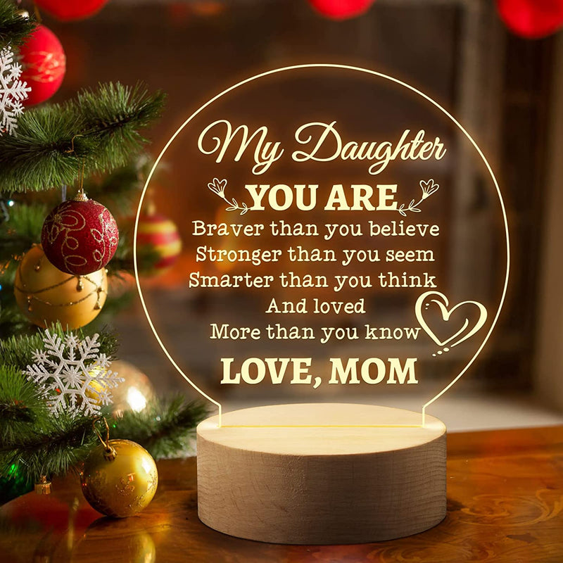 Woodemon Sister Gifts from Sister Birthday Night Light 5.9 Inch Acrylic USB Low Power Night Lamp, Best Friends Christmas Graduation Wedding Anniversary Thanksgiving Gifts for Sister Bestie Home & Garden > Lighting > Night Lights & Ambient Lighting Woodemon To Daughter 5.9IN 