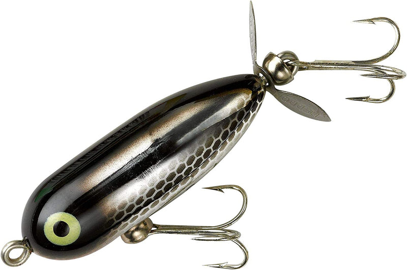 Heddon Torpedo Prop-Bait Topwater Fishing Lure with Spinner Action Sporting Goods > Outdoor Recreation > Fishing > Fishing Tackle > Fishing Baits & Lures Pradco Outdoor Brands Black Shiner 1 7/8-Inch 