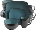 Gibson Soho Lounge 16-Piece Square Reactive Glaze Dinnerware Set, Red Home & Garden > Kitchen & Dining > Tableware > Dinnerware Gibson Forest Green/Black Service for 4 (16pc) 