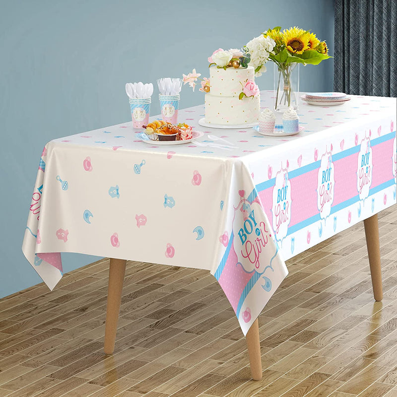 DECORLIFE Gender Reveal Tablecloth, 54 X 108 Inch, Waterproof Pink and Blue Tablecloth for Gender Reveal Party Decorations Home & Garden > Decor > Seasonal & Holiday Decorations Decorlife   