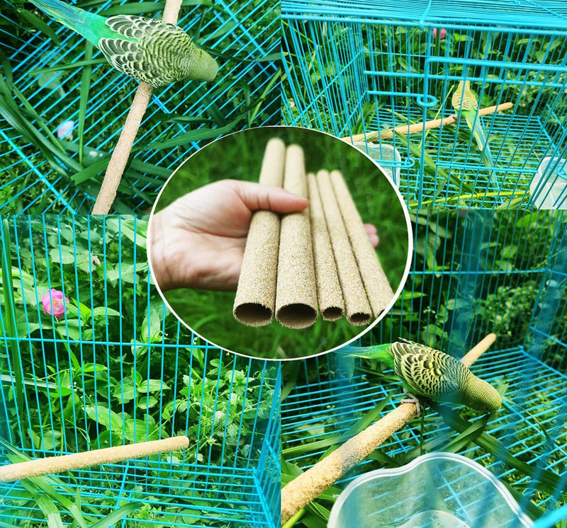20Pcs Sand Perch Covers for Bird - 7.5" Bird Perchs Bird Stand Bird Cage Accessories Natural Wood Perch Platform Paw Grinding Stick for Parakeets, Lovebirds, Parrotlets, Canaries