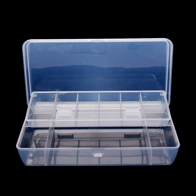 NUOMI Plastic Fishing Tackle Boxes Clear Fishing Lure Bait Hooks Storage Organizer Double Layer with Latch, 11 Compartment Utility Box Sporting Goods > Outdoor Recreation > Fishing > Fishing Tackle NUOMI   