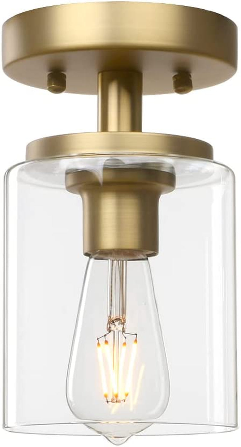 Pathson Industrial Ceiling Light Fixture with Glass Shade, 1-Light Flush Mounted Pendant Lighting Chandelier for Hallway Loft Kitchen Bar Close to Ceiling Home & Garden > Lighting > Lighting Fixtures Pathson Antique  