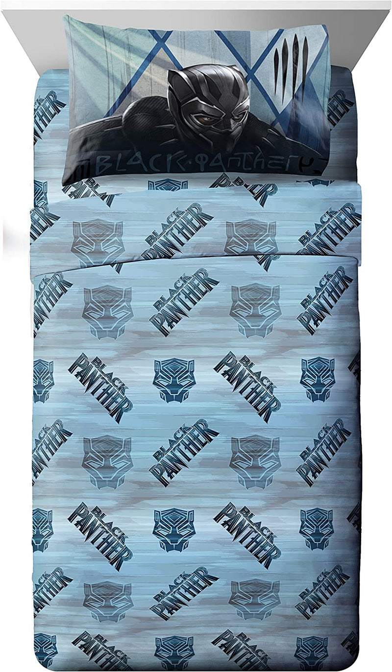 Jay Franco Marvel Black Panther Blue Tribe Twin Sheet Set - 3 Piece Set Super Soft Kid’S Bedding - Fade Resistant Polyester Microfiber Sheets (Official Marvel Product) Home & Garden > Linens & Bedding > Bedding Jay Franco Blue - Black Panther  