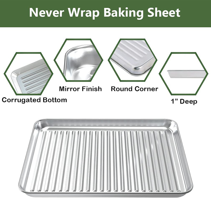 ROTTAY Baking Sheet with Rack Set (2 Pans + 2 Racks), Stainless Steel Cookie Sheet with Cooling Rack, Nonstick Baking Pan, Warp Resistant & Heavy Duty & Rust Free, Size 16 X 12 X 1 Inches Home & Garden > Kitchen & Dining > Cookware & Bakeware ROTTAY   