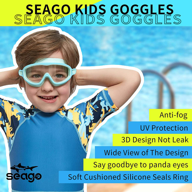 Swim Goggles 2 Pack Anti-Fog Anti-Uv Wide View Swimming Goggles for Kids 3-15 Sporting Goods > Outdoor Recreation > Boating & Water Sports > Swimming > Swim Goggles & Masks Seago   