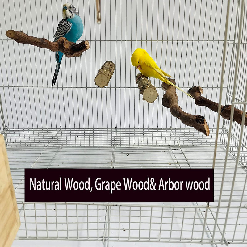 5PCS Bird Perch Stand Natural Wooden Parrot Stand Branch, 3 Grape Wood Perch, 2 Arbor Stand, Paw Grinding Fork Parakeet Chewing Stick Exercise Training Branches for Cockatiels , Small Birds Animals & Pet Supplies > Pet Supplies > Bird Supplies HOSUKKO   