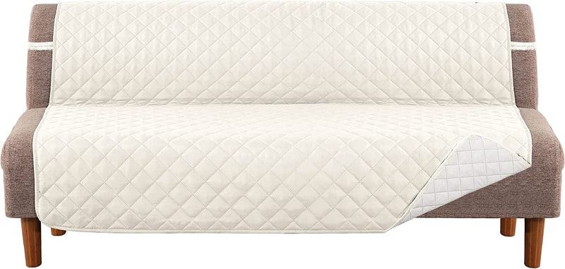 Meillemaison Sofa Slipcovers Reversible Quilted Chair Cover Water Resistant Furniture Protector with Elastic Straps for Pets/ Kids/ Dog(Chair, Black/Grey) (MMCLKSFD01C6) Home & Garden > Decor > Chair & Sofa Cushions MeilleMaison Ivory/Beige Futon 