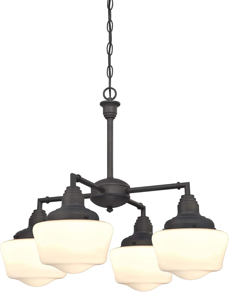 Westinghouse Lighting 6342000 Scholar Four-Light Indoor Convertible Chandelier/Semi-Flush Ceiling Fixture, Oil Rubbed Bronze Finish with White Opal Glass, Oil-Rubbed Bronze Home & Garden > Lighting > Lighting Fixtures > Chandeliers Westinghouse Lighting   