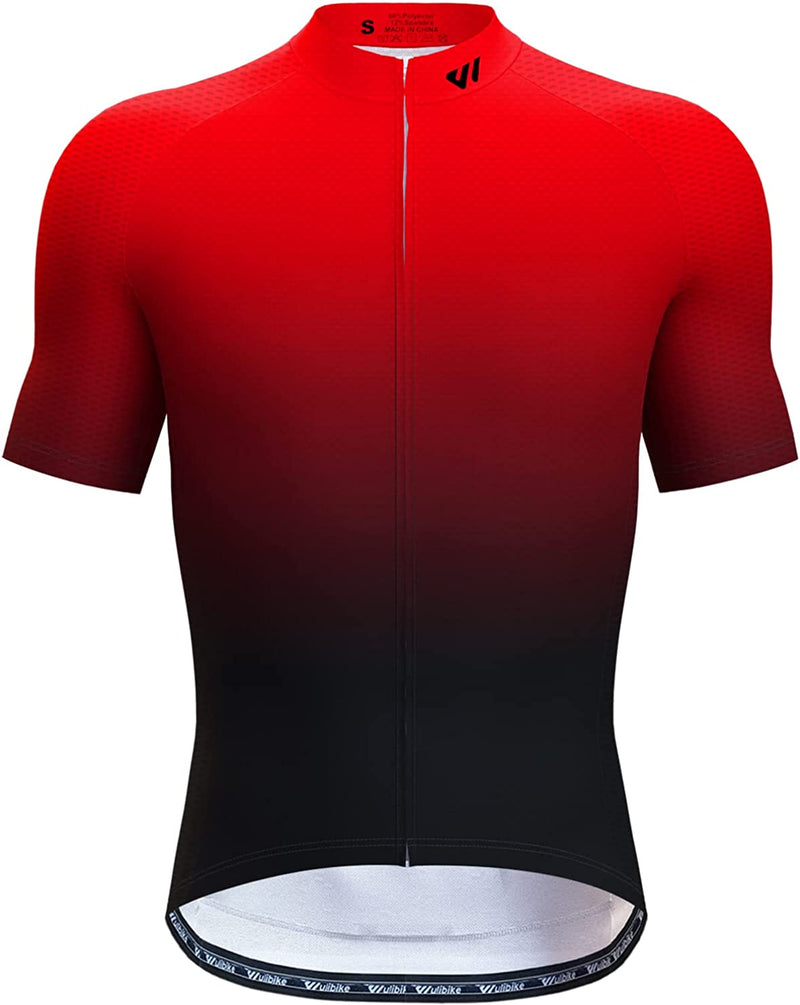 Lo.Gas Cycling Jersey Men Short Sleeve Bike Biking Shirts Full Zip with Pockets Road Bicycle Clothes Sporting Goods > Outdoor Recreation > Cycling > Cycling Apparel & Accessories Lo.gas 03 Gradient Red Small 