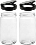 Jarming Collections Extra Wide Mouth Jars 32 Oz with Lids - Glass Storage Jar 32 Oz - with 2 (BPA Free) Plastic Storage Lids - Made in the USA Home & Garden > Decor > Decorative Jars JARMING COLLECTIONS 2 Black Storage Flip-Lids  