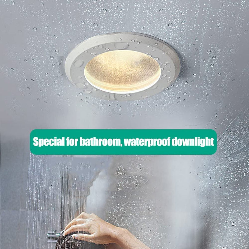 FAZRPIP IP65 Waterproof LED Downlight Set of 2,Baffle Trim,7W 12W Recessed LED Spot Light for Bathroom Kitchen Toilet Waterproof Lighting Anti-Glare COB Spotlights