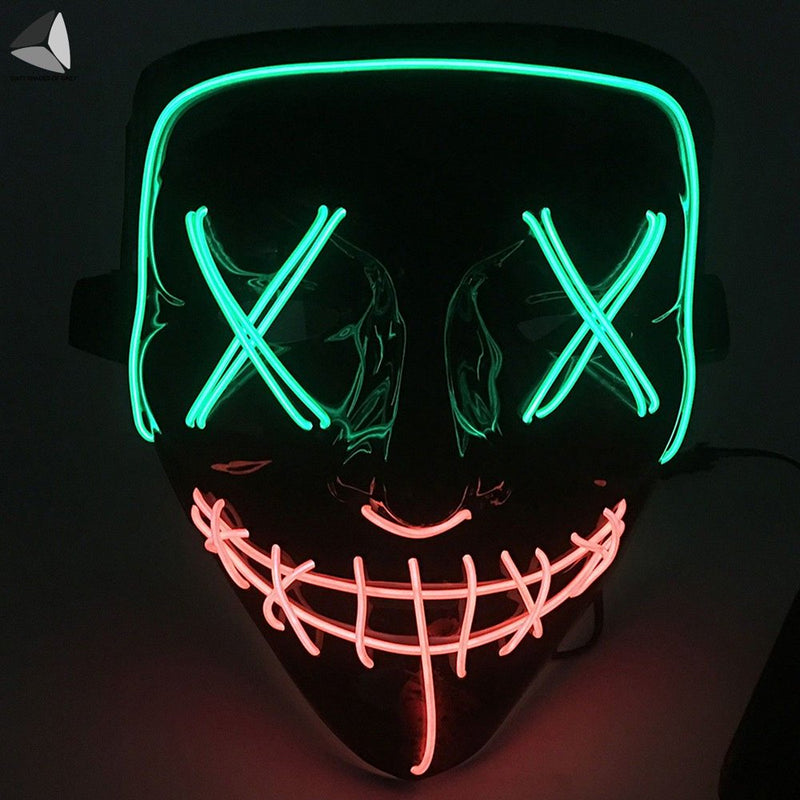Sixtyshades Halloween Scary Mask Double Colors Led Mask EL Wire Light up Mask for Halloween Cosplay Costume Party (Orange + Green) Apparel & Accessories > Costumes & Accessories > Masks Sixtyshades of Grey   