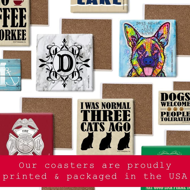 SJT ENTERPRISES, INC. Bulldog Absorbent Stone Coasters - Cork-Backed Coasters for Drinks - Bulldog Dog Illustration - Artist Tomoyo Pitcher - 4 X 4 Inches - Set of 4 (SJT24720) Home & Garden > Kitchen & Dining > Barware SJT Enterprises, Inc.   