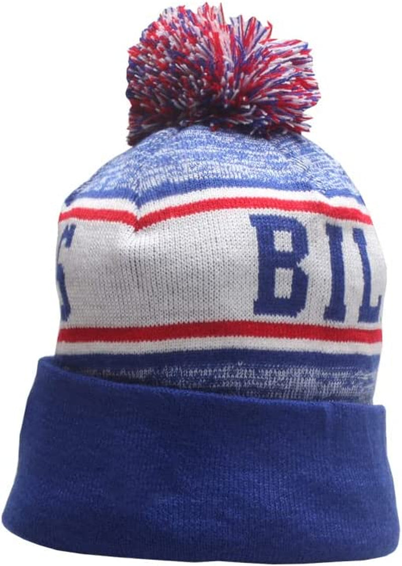 Iasiti Football Team Beanie Winter Beanie Hat Skull Knitted Cap Cuffed Stylish Knit Hats for Sport Fans Toque Cap Sporting Goods > Outdoor Recreation > Winter Sports & Activities MGTER Buffalo&blue  