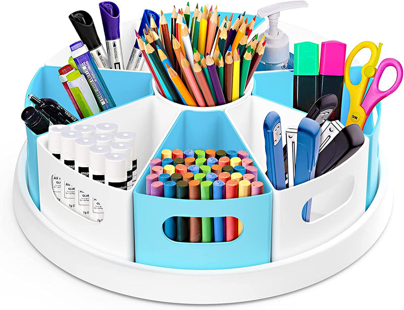 Mecids 360°Rotating Desk Organizers Homeschool Office Organization and Storage Art Supplies Organizers– 12" Lazy Susan Style Caddy with Removable Bins, for Home Offices, School Supplies Classroom Use Home & Garden > Household Supplies > Storage & Organization MeCids   