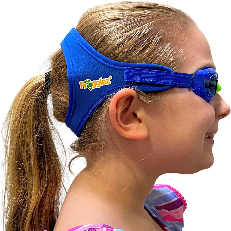 Frogglez Kids Swim Goggles with Pain-Free Strap | Ideal for Ages 3-10 | Leakproof, No Hair Pulling, UV Protection Sporting Goods > Outdoor Recreation > Boating & Water Sports > Swimming > Swim Goggles & Masks Frogglez Blue  