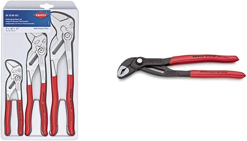 KNIPEX Tools 00 20 06 US2, Pliers Wrench 3-Piece Set Sporting Goods > Outdoor Recreation > Fishing > Fishing Rods Knipex Tools LP Wrench + Cobra Water Pump Pliers  