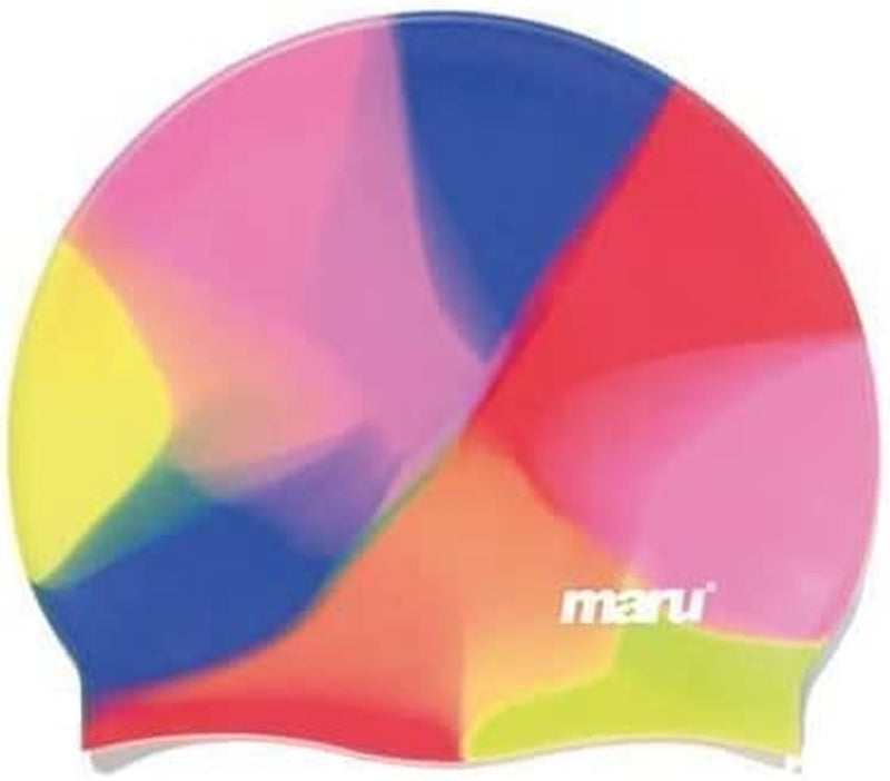 MARU Multi-Coloured Silicone Swim Hat (Unisex, One Size Fits Most) Sporting Goods > Outdoor Recreation > Boating & Water Sports > Swimming > Swim Caps Maru Rainbow  