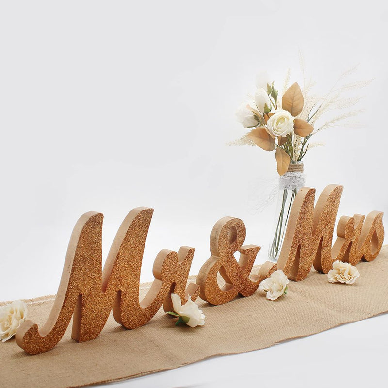 Husfou Mr & Mrs Signs Table Decorations for Wedding, Glitter Decorative Wooden Letters, Rustic Romantic Signs for Valentines Day Party Wedding Decor, Silver Home & Garden > Decor > Seasonal & Holiday Decorations Husfou LLC Rose Gold  