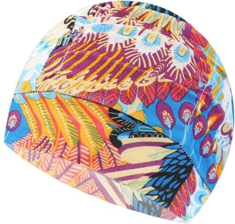 Ewanda Store Colorful Pleated Nylon Cloth Swim Cap Large Swimming Cap Hot Spring Bathing Caps for Adult Men Women Long Hair Sporting Goods > Outdoor Recreation > Boating & Water Sports > Swimming > Swim Caps Ewanda store Bright Flower Color  