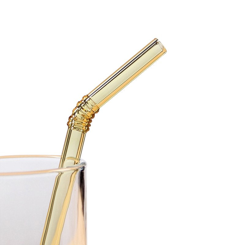 Glass Straw Color Straw High Borosilicate Glass Straw Reusable Drinking Glass Tube Eco-Friendly Events Party Favors Supply Champagne Arts & Entertainment > Party & Celebration > Party Supplies CN Gold  