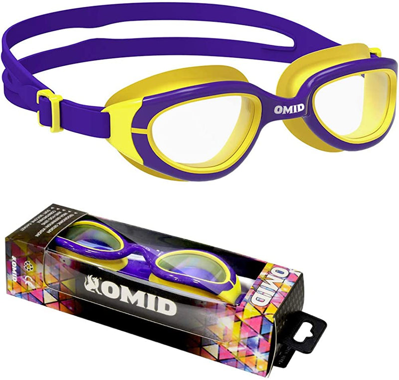Kids Swim Goggle, OMID Comforatable Swimming Goggles for Child with Anti-Fog Crystal Vision UV Protection Age 3-12 Sporting Goods > Outdoor Recreation > Boating & Water Sports > Swimming > Swim Goggles & Masks OMID Purple Yellow  