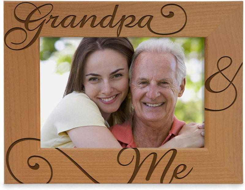 KATE POSH Grandpa and Me Engraved Natural Wood Picture Frame, I Love You Grandpa, Grandparent'S Day, Best Grandpa Ever, Grandfather Gifts, Grandpa & Me, Father'S Day, Christmas (4X6-Vertical) Home & Garden > Decor > Picture Frames KATE POSH 5x7-Horizontal  