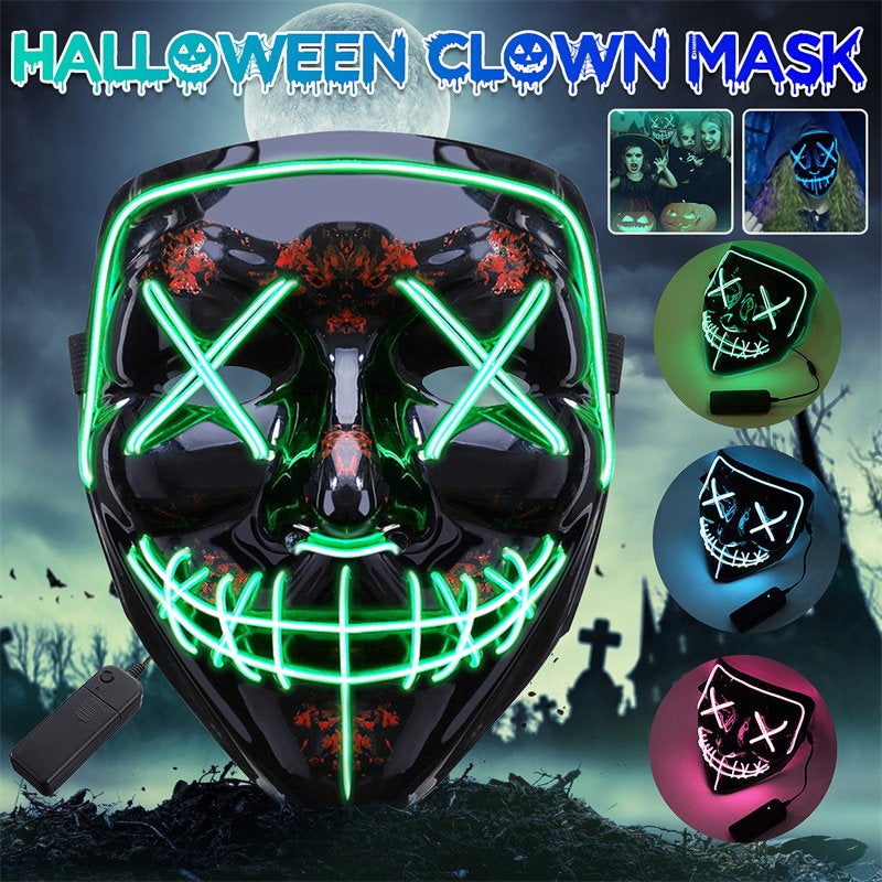Halloween Led Light up Masks Scary Masks, Trick or Treat Festival Role Cosplay for Parties Masquerades, Red Blue and Green Apparel & Accessories > Costumes & Accessories > Masks Novashion Green  