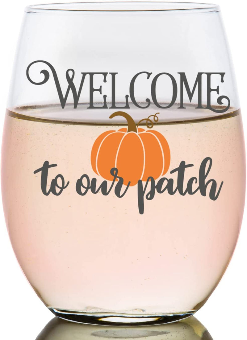 Toasted Tales Tis the Season | Fall Glass Holiday Drinking Glasses | 11 Oz Bourbon Whiskey Rock Glass | Novelty Thanksgiving Glass | Thanksgiving Gifts Home & Garden > Kitchen & Dining > Tableware > Drinkware Toasted Tales Welcome To Our Pumpkin Patch Wine Glass 