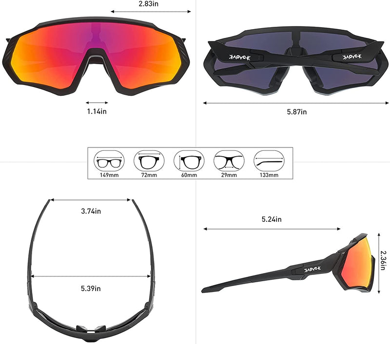 KAPVOE Cycling Glasses Polarized Sports Sunglasses MTB Mountain Bike Eyewear Men Women Road Bicycle BMX Running Fishing Golf Sporting Goods > Outdoor Recreation > Cycling > Cycling Apparel & Accessories KAPVOE   
