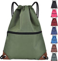 Peicees Drawstring Backpack Water Resistant Drawstring Bags for Men Women Black Sackpack for Gym Shopping Sport Yoga School Home & Garden > Household Supplies > Storage & Organization Peicees Army Green  