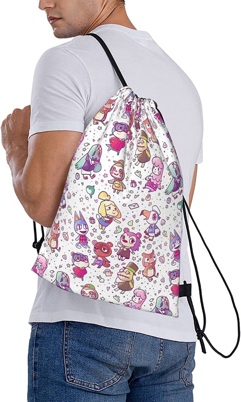 JIALIA a Nimal Crossing Pattern Sport Bag Gym Sack Drawstring Backpack