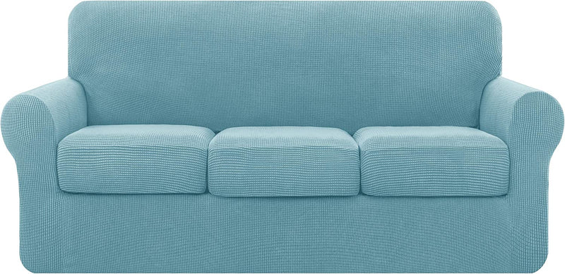 Symax Couch Cover Sofa Slipcover Chair Slipcover 2 Piece Sofa Covers Couch Slipcover Stretch Furniture Protector Washable (Chair, Ivory) Home & Garden > Decor > Chair & Sofa Cushions SyMax Steel Blue Large 