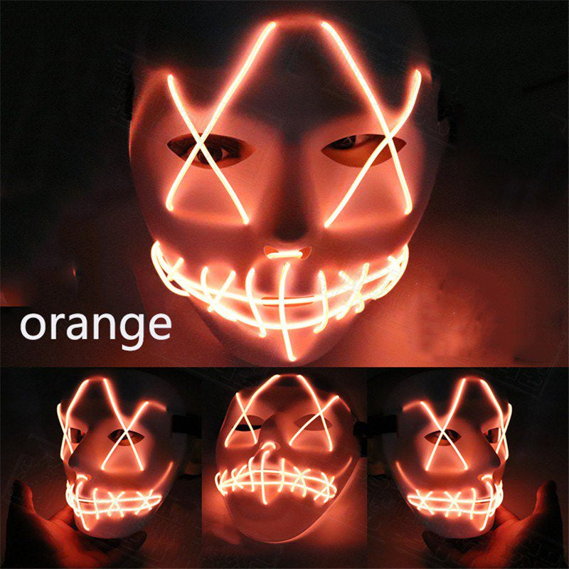 Scary Mask Halloween Cosplay Led Costume Mask El Wire Light up Mask for Festival Parties Blue Apparel & Accessories > Costumes & Accessories > Masks Kuteck Orange  
