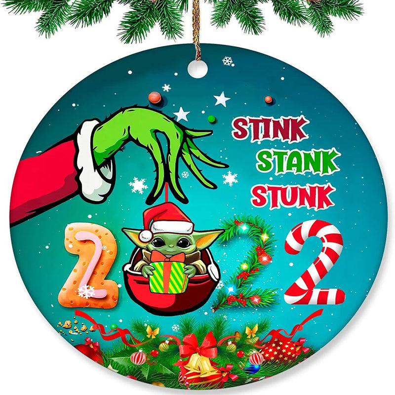 Christmas Ornaments-Reindeer Christmas Tree Decorations, Wishes Gift for Christmas Party, Double-Sided Personalized Christmas Ornaments 2022  SESIIduo Grinch Steals the Elf  