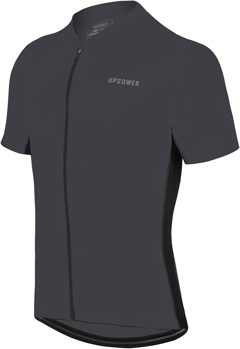 UPSOWER Men'S Cycling Jersey - Breathable Quick Drying Bike Shirts Short Sleeve Full Zip Reflective with 4 Rear Pockets Sporting Goods > Outdoor Recreation > Cycling > Cycling Apparel & Accessories UPSOWER Grey X-Large 