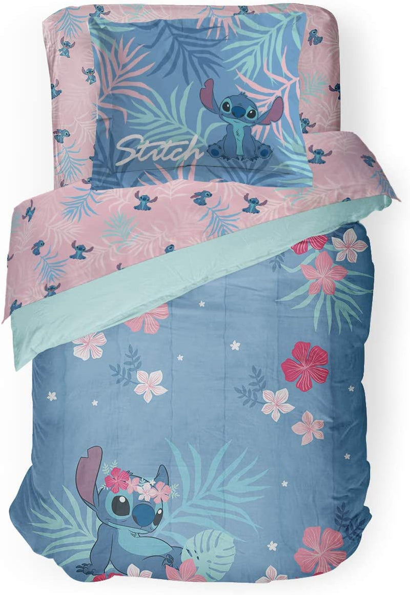 Jay Franco Disney Lilo & Stitch Floral Fun Full/Queen Comforter & Sham Set - Super Soft Kids Reversible Bedding - Fade Resistant Microfiber (Official Disney Product) Home & Garden > Linens & Bedding > Bedding > Quilts & Comforters Jay Franco & Sons, Inc. Blue - Lilo & Stitch Twin 