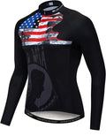 Weimostar Men'S Cycling Jersey Winter Thermal Fleece Long Sleeve Biking Shirts Breathable Sporting Goods > Outdoor Recreation > Cycling > Cycling Apparel & Accessories Weimostar Usa Flag Black XX-Large 