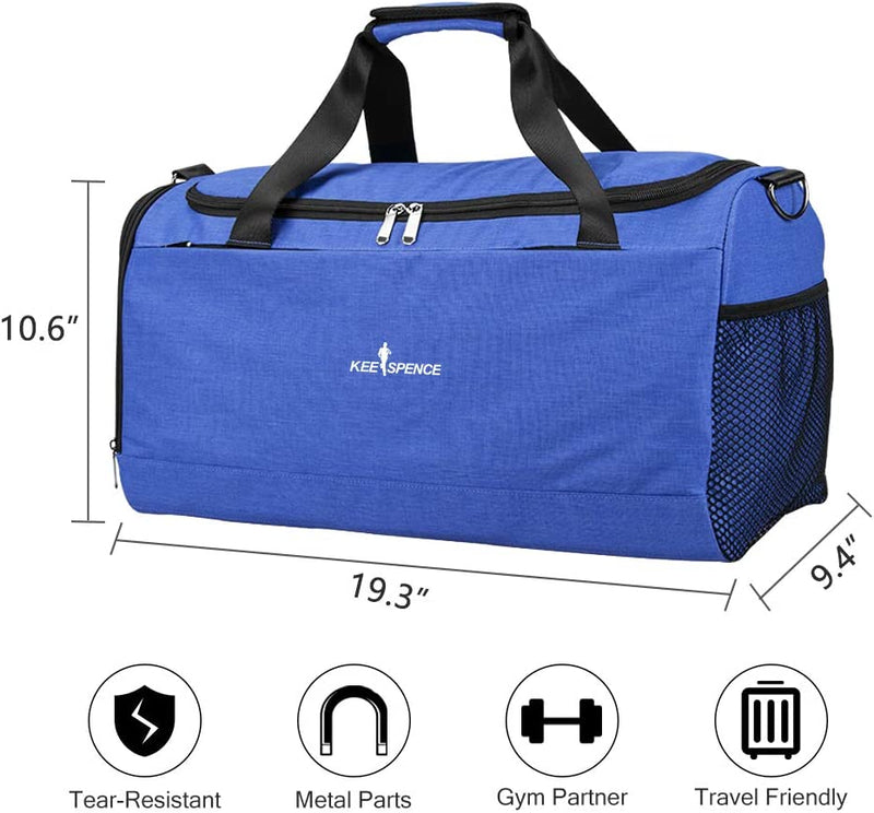 Gym Duffle Bag, with Shoe Compartment and Wet Pocket for Women Swim Sports Travel Gym Bag, 19.3 Inch (Blue) Home & Garden > Household Supplies > Storage & Organization KEESPENCE   